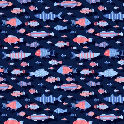 Arty Fish Woven Shirt - Navy