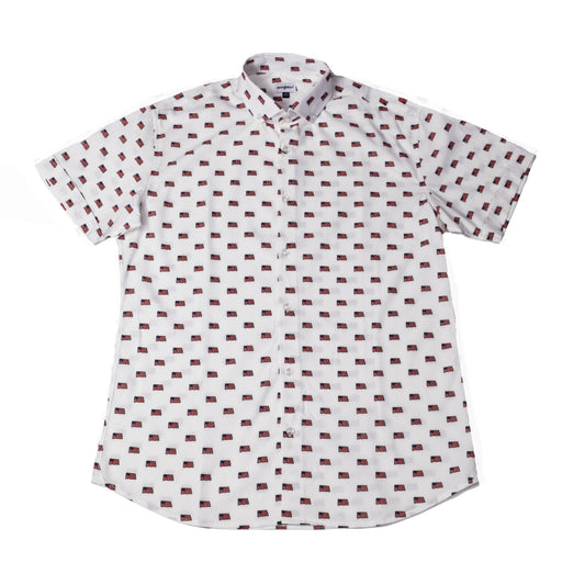 Patriotic Flags Woven Shirt - White