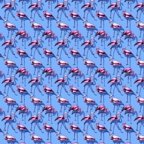 Flamingo Flock Woven Shirt - Blue