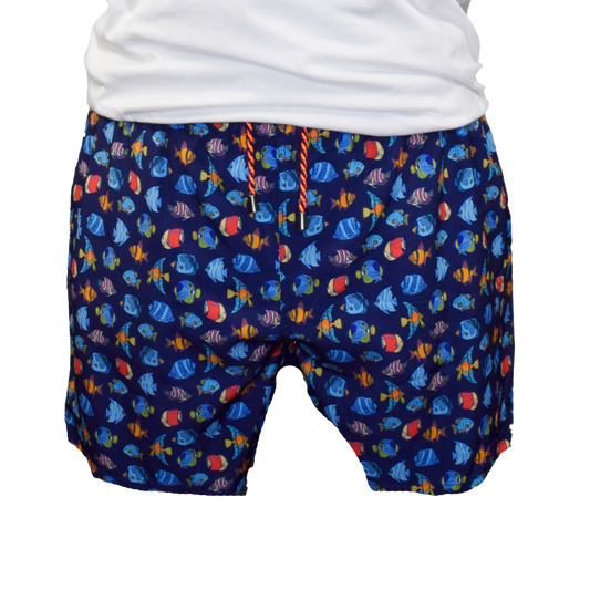 Exotic Fished Swim Trunks - Navy
