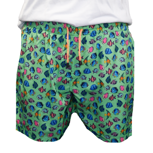 Exotic Fished Swim Trunks - Green