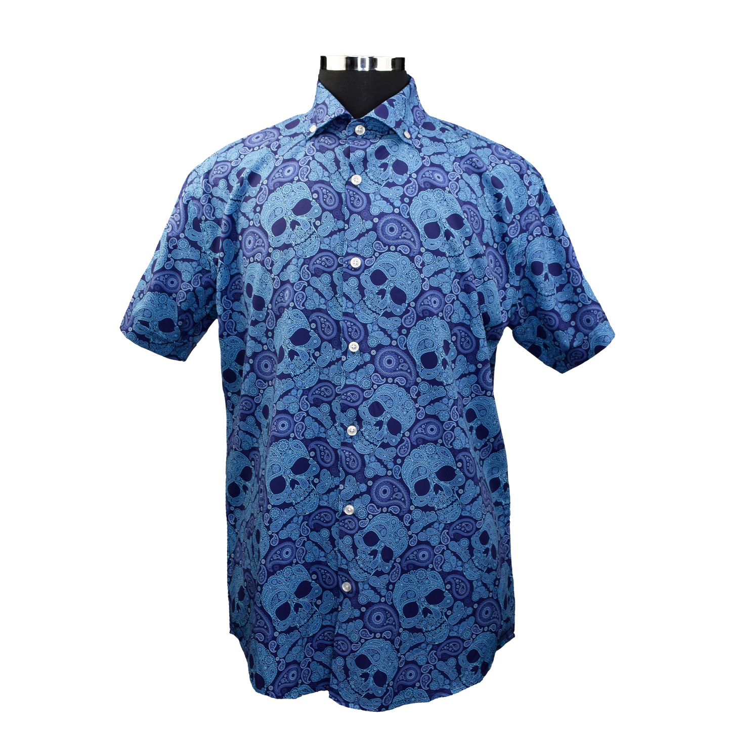 Paisley Skull Woven Shirt - Aqua