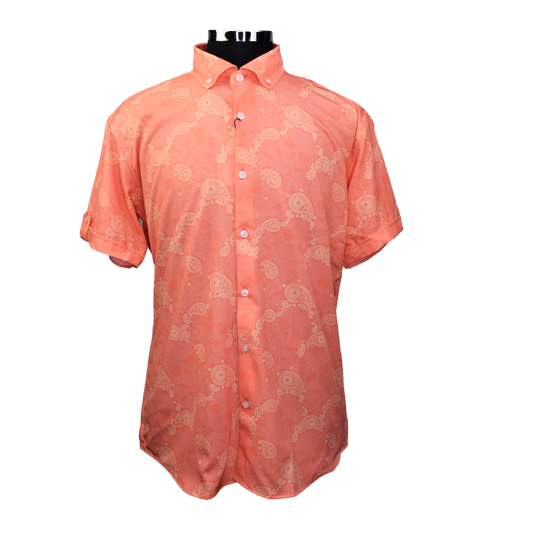 Paisley Skull Woven Shirt - Coral