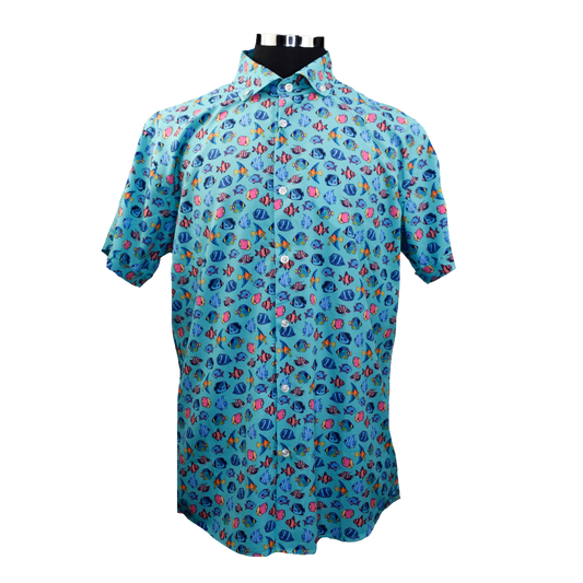 Exotic Fished Woven Shirt - Aqua