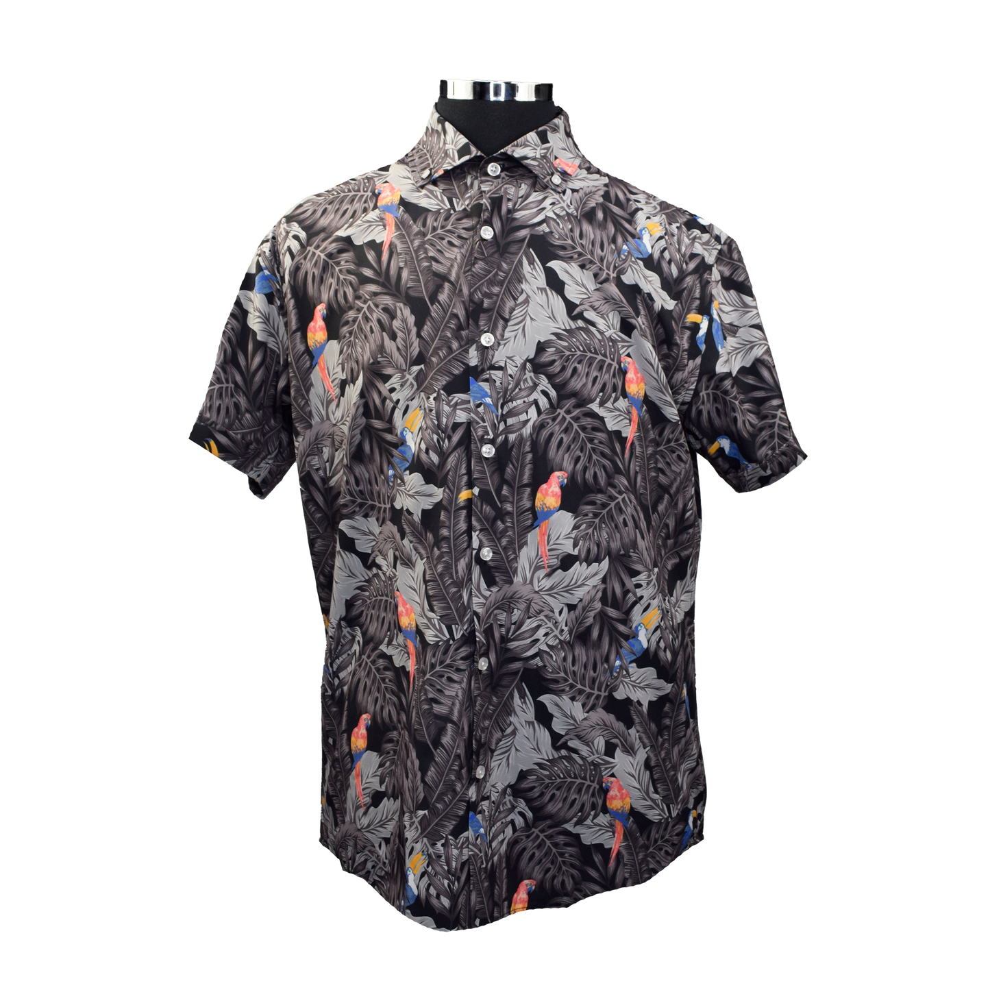 Tropical Birds Woven Shirt - Black