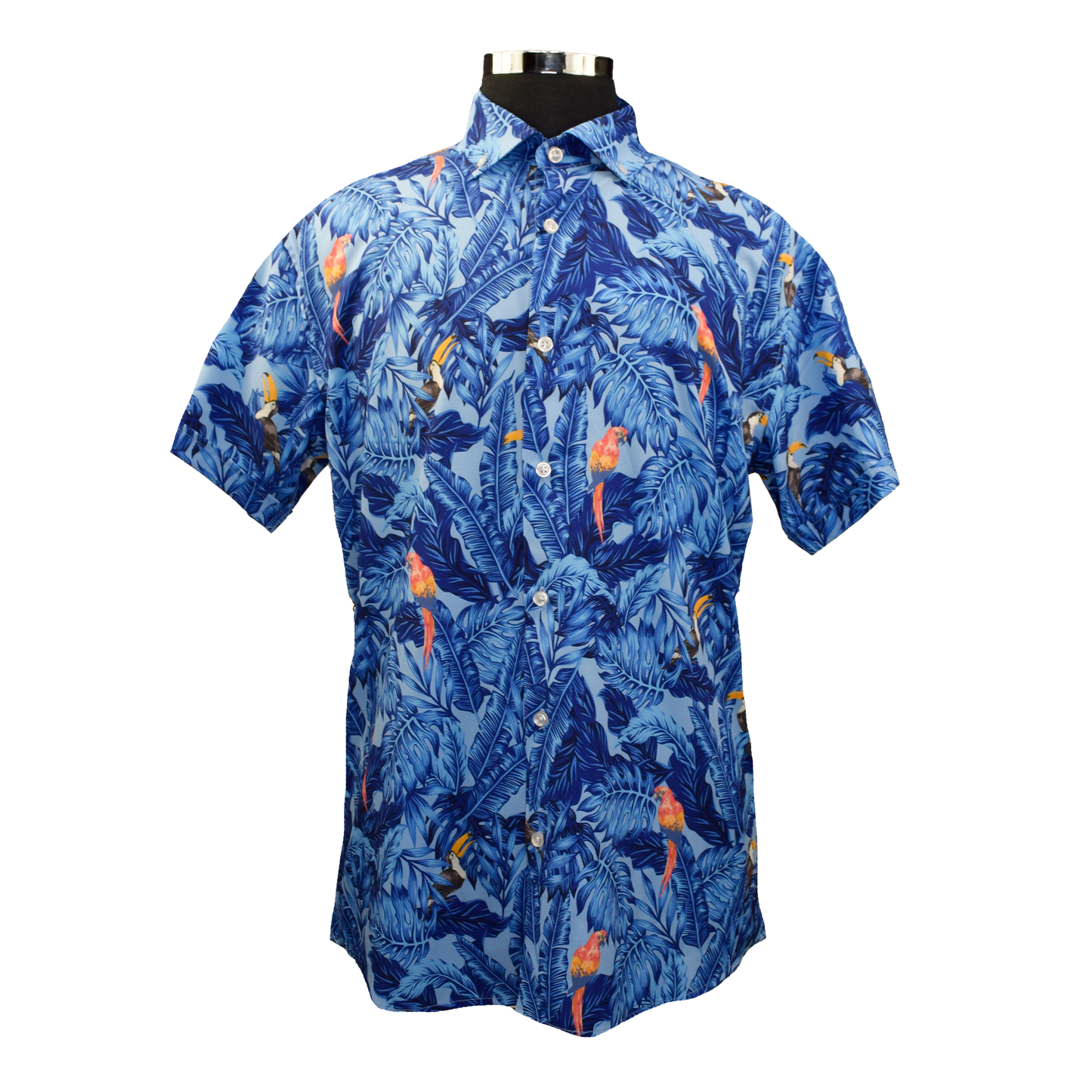 Tropical Birds Woven Shirt - Blue