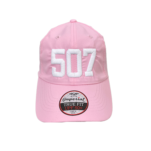 Pink Hat, Matte White Thread