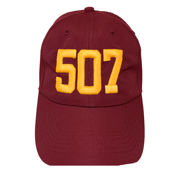 Maroon Hat, Gold Thread